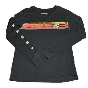 Vintage Element Long Sleeve Black Logo Medium 100% Cotton Skater Emo Grunge Rock